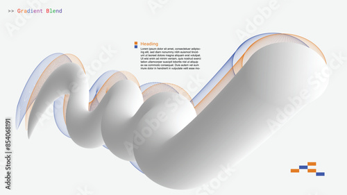 Abstract white curve gradient line blend on white background. 3D element gradient line blend template for web, card, brochure, poster or advertising.