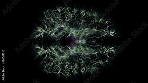 An overhead view of the illuminated cerebral vessels.