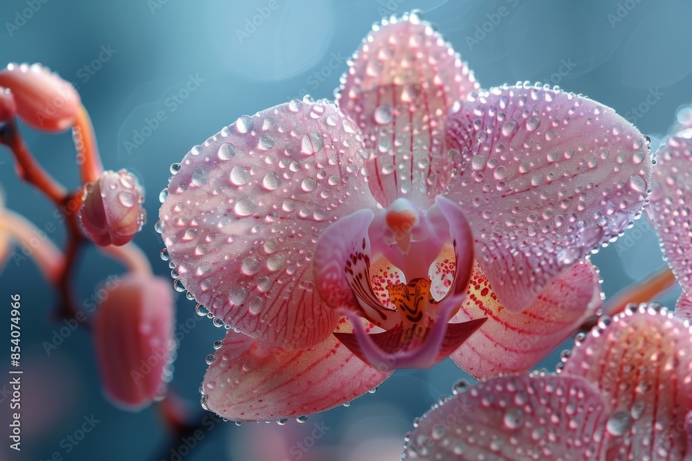 Pink Orchid with Dew Drops