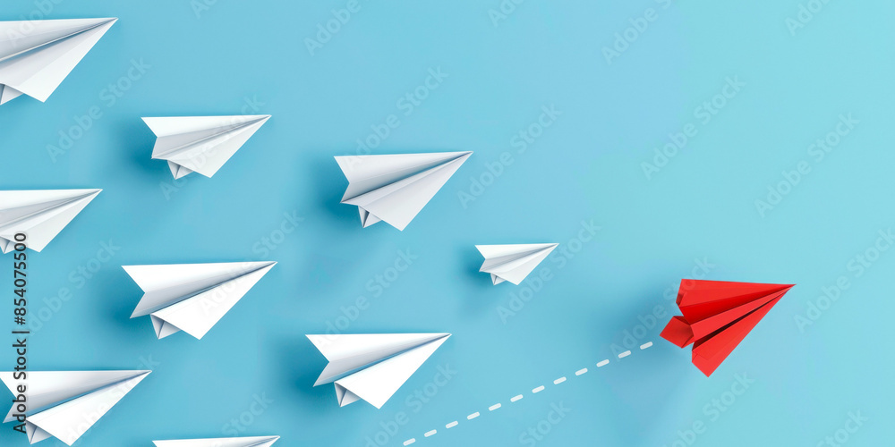 Ahead red paper airplane with white Ahead red paper airplane with white
