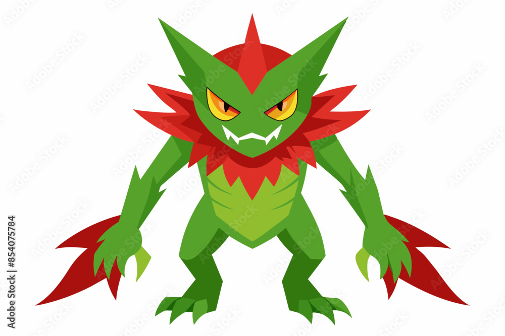 Fototapeta premium a angry leaf digimon full body image white backg