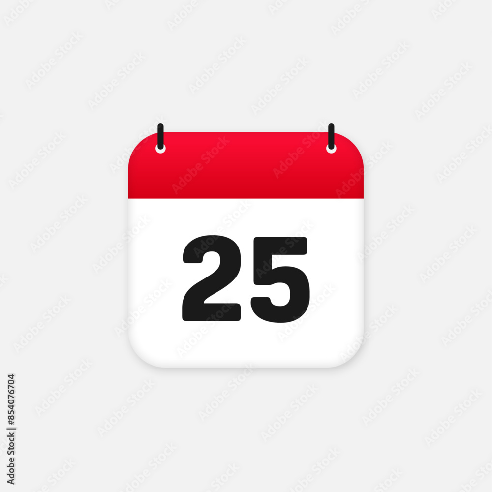 25th day of the month calendar. Vector icon 25th day of the month calendar. Vector icon