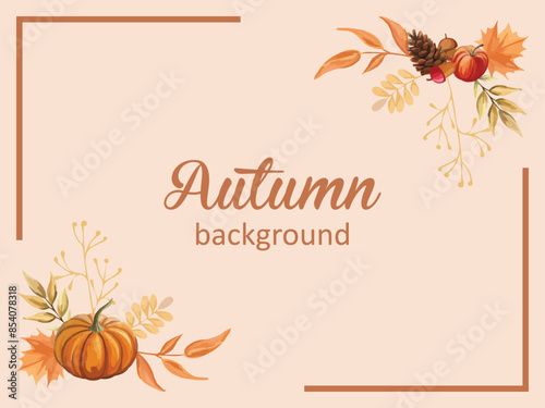 Hello autumn Fall elements background in hand drawn style