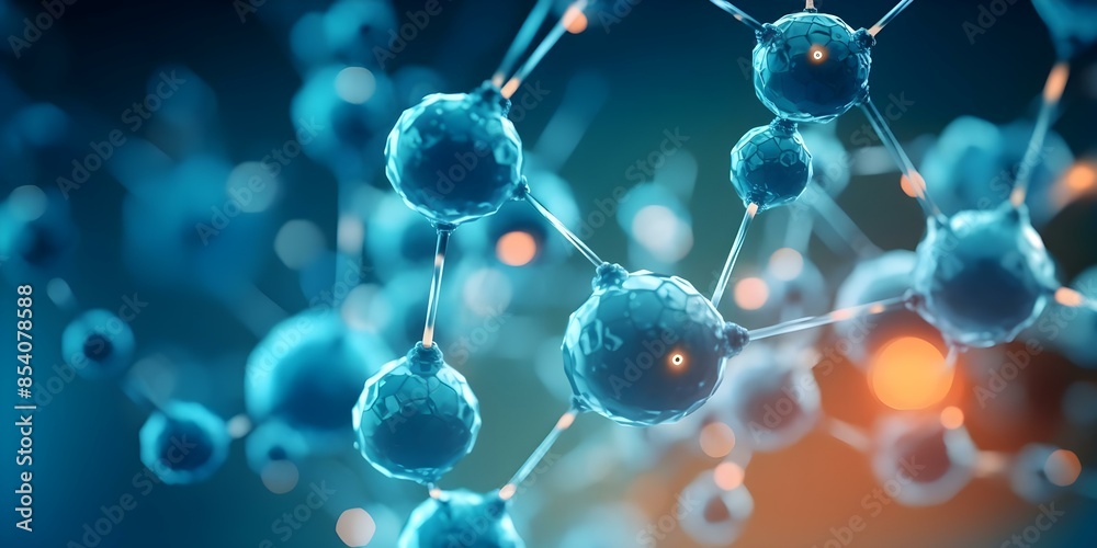 Molecular Closeup Illuminated Reaction with Atoms Separating. Concept Chemistry, Molecular Biology, Science, Close-up Photography, Illuminated Reactions Molecular Closeup Illuminated Reaction with Atoms Separating. Concept Chemistry, Molecular Biology, Science, Close-up Photography, Illuminated Reactions