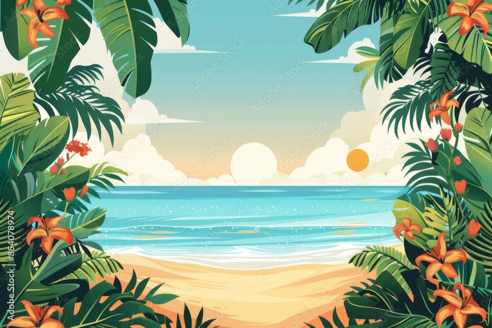 Naklejka premium Summer Background illustration created with Generative AI