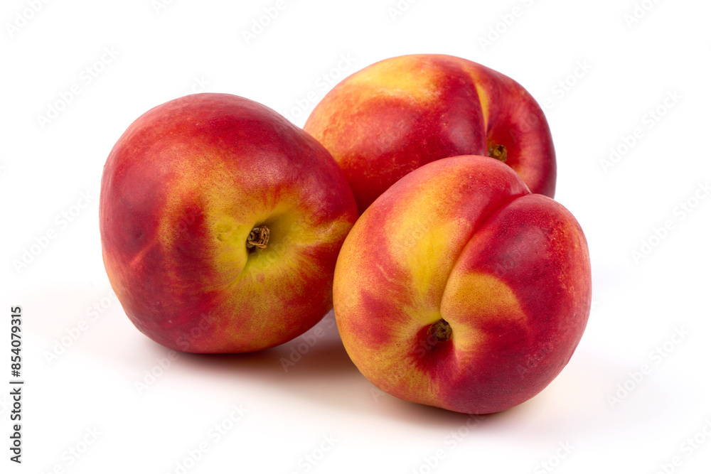 Sweet juicy apricots, ripe nectarines, isolated on white background. Sweet juicy apricots, ripe nectarines, isolated on white background.