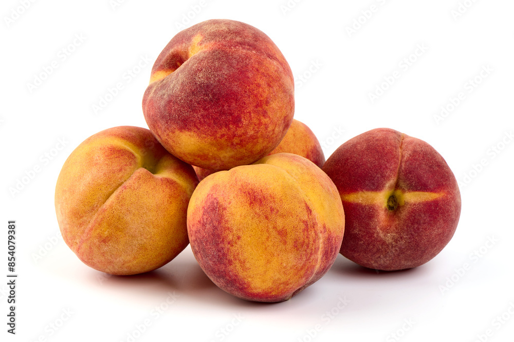 Fresh peaches, isolated on white background. Fresh peaches, isolated on white background.