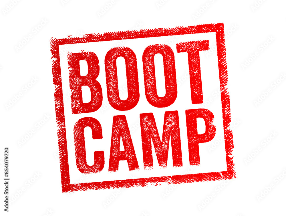 Boot Camp - a rigorous training program designed to rapidly teach skills and improve fitness, discipline, and endurance, text concept stamp Boot Camp - a rigorous training program designed to rapidly teach skills and improve fitness, discipline, and endurance, text concept stamp