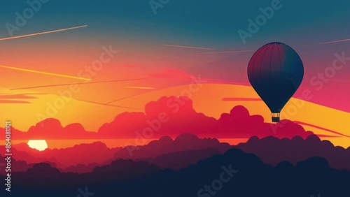 Silhouette of a hot air balloon in the sky photo