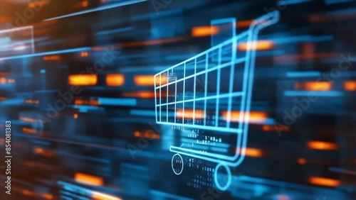 Ecommerce facilitating online shopping, side view, visualizing digital marketplace