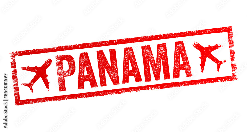 Εκτύπωση καμβά Panama is a country on the isthmus linking Central and South America, text emble