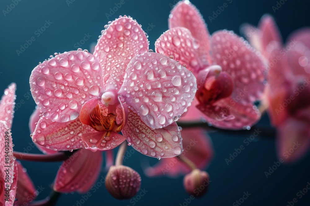 Pink Orchid Blossom Covered in Dew Drops Pink Orchid Blossom Covered in Dew Drops