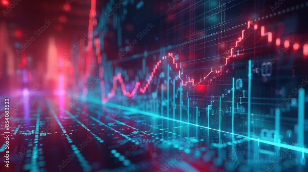 Futuristic financial graph on digital screen Futuristic financial graph on digital screen