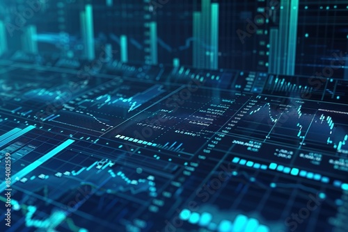 Financial data and charts. Dolly in. Loop able. Blue-Cyan. 2 videos in 1 file. Financial data and charts showing increasing profits. More color options in my portfolio