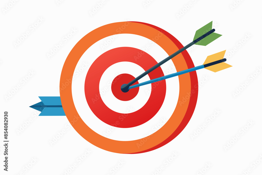 a few arrows on the target illustration on white background a few arrows on the target illustration on white background