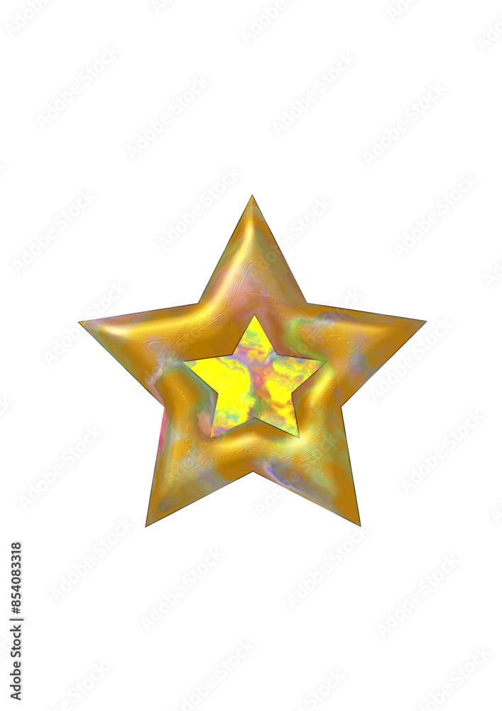 Obraz premium golden pentagonal star marbled with 3d effect, modern abstract design, symbol, christmas