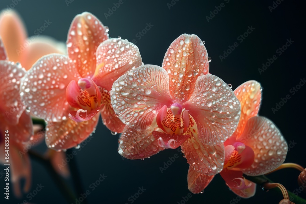 Delicate Pink Orchids with Water Droplets Delicate Pink Orchids with Water Droplets