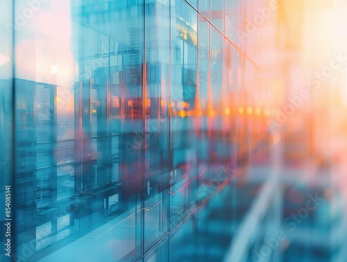 Blurred glass wall of modern business office building at the business center use for background in business concept. Blur corporate business office. Abstract office windows background. © Business Pics