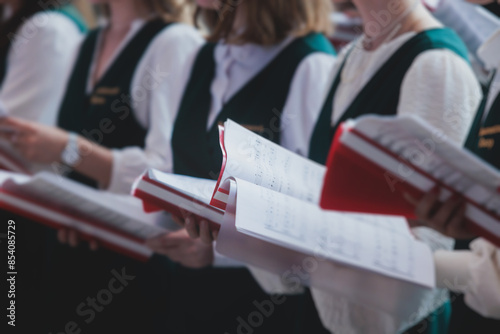 Canvas-taulu Church choir concert in cathedral, choral artists singing, group of European boy