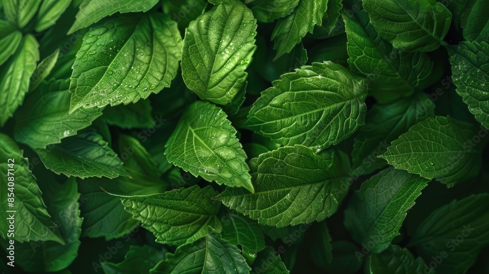 A detailed view of a handful of fresh green leaves A detailed view of a handful of fresh green leaves