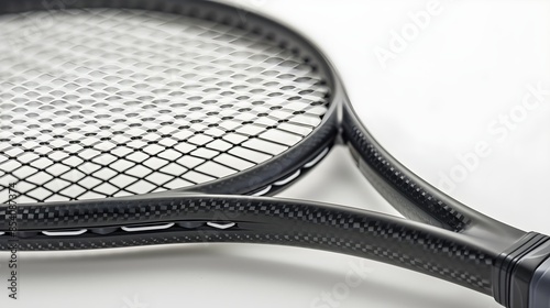 Professional Tennis Racket Close-up Carbon Fiber Frame Detail