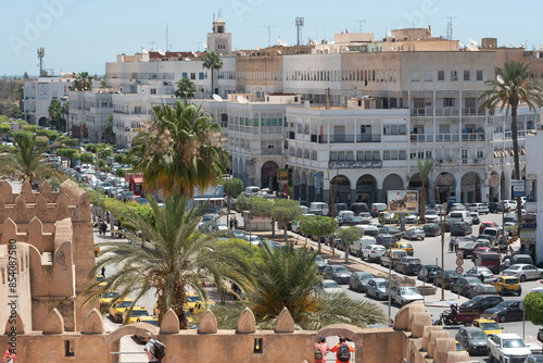The busy streets of Sfax the second largest city in Tunisia with a population of more than 300, 000 seen from the ramparts of the ancient Kasbah. Tunisia .