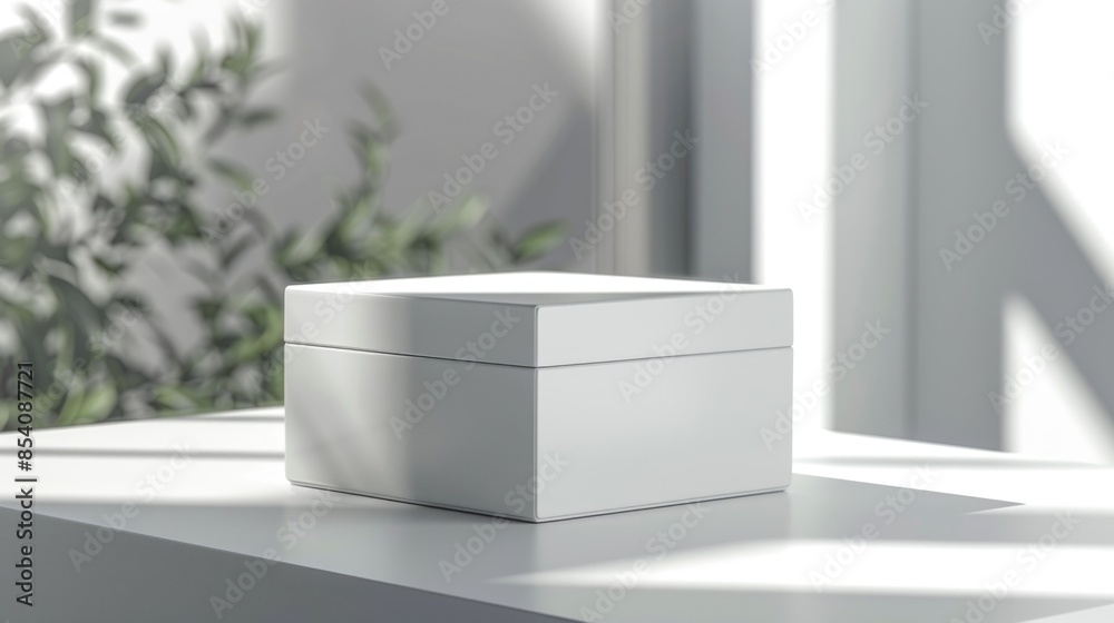 Fototapeta premium A white box sitting on top of a table