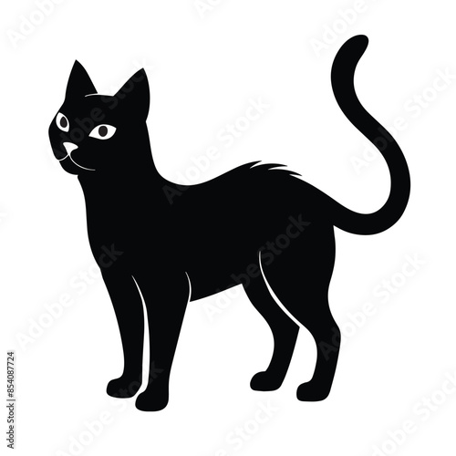 Cat black silhouette isolated on white background. Vector illustration for your design