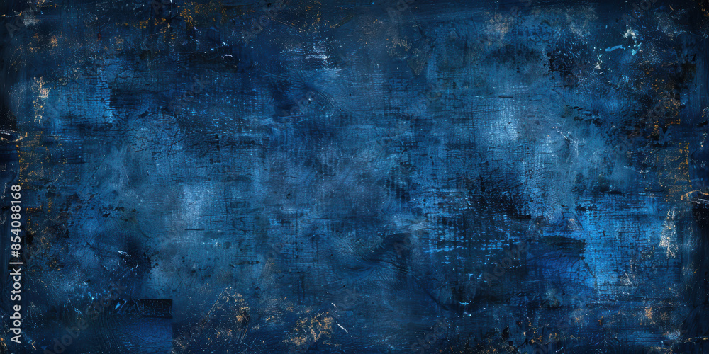 Obraz premium Dark blue background texture with black vignette in old vintage