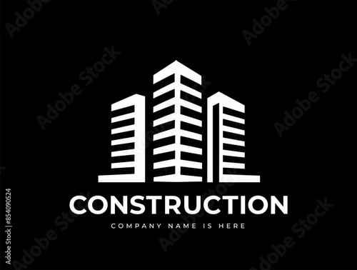 construction company logo with building