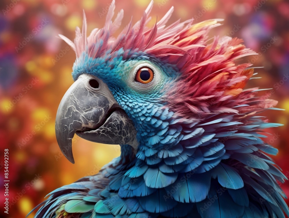Fototapeta premium Funny funny macaw parrot, close-up portrait.