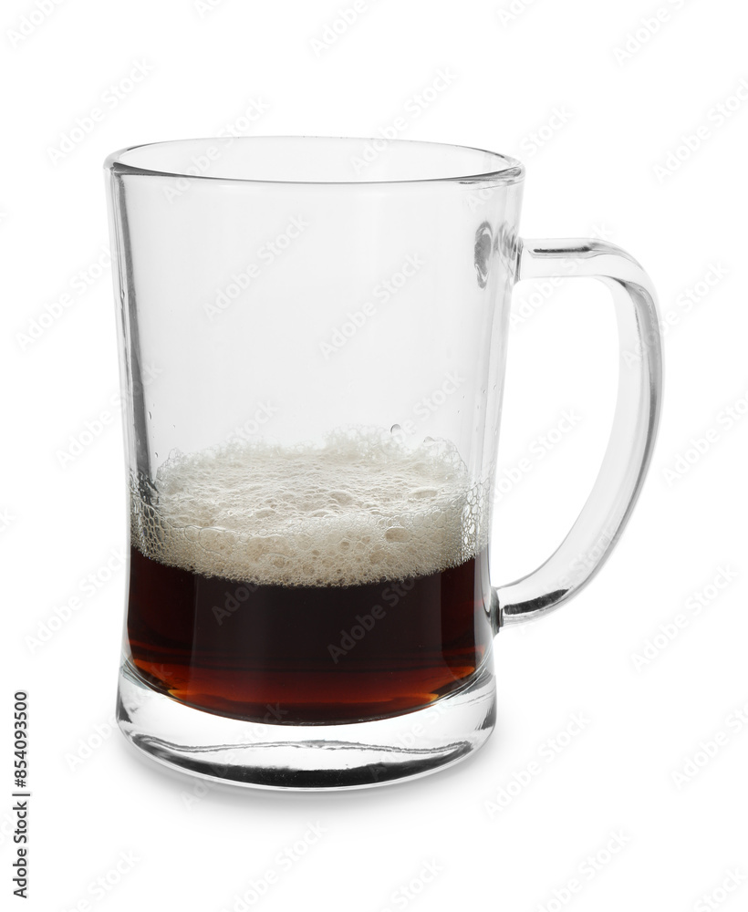 Almost empty mug of beer isolated on white Almost empty mug of beer isolated on white
