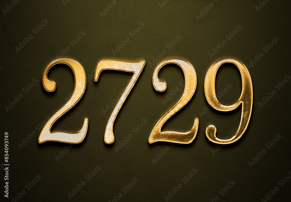 Old gold effect of 2729 number with 3D glossy style Mockup. Old gold effect of 2729 number with 3D glossy style Mockup.