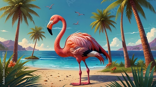Flamingo in the beach 