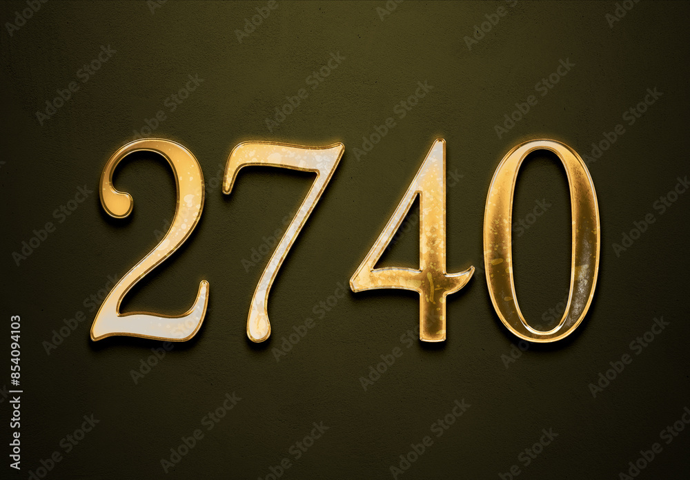Old gold effect of 2740 number with 3D glossy style Mockup. Old gold effect of 2740 number with 3D glossy style Mockup.