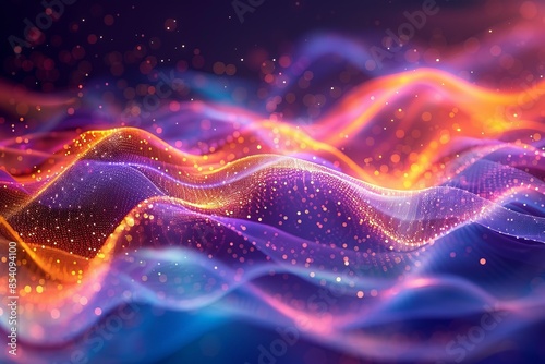 Vibrant abstract background with colorful light waves and sparkles, creating a dynamic and energetic visual effect. © Shining Pro