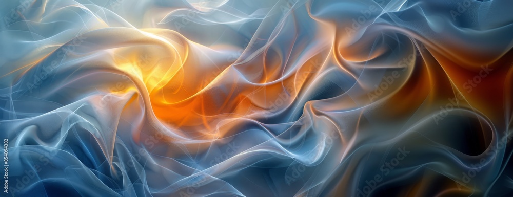 Abstract fluid shapes in blue and orange. Digital illustration with soft gradients. Abstract art concept Banner with copy space Abstract fluid shapes in blue and orange. Digital illustration with soft gradients. Abstract art concept Banner with copy space