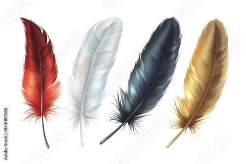 Feather icon, animal feathers isolated, plume symbol, elegant soft plume sign on white background