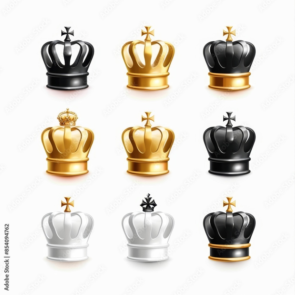 Crown icon, king symbol, 3d realistic princess sign, queen, royal emblem, royalty, crown isolated Crown icon, king symbol, 3d realistic princess sign, queen, royal emblem, royalty, crown isolated