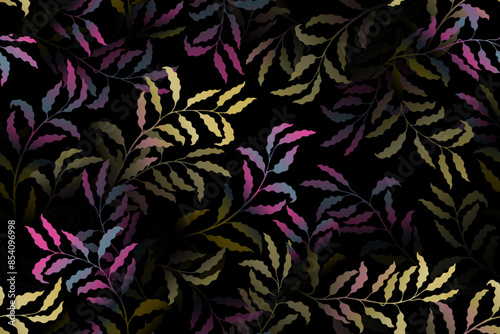 Willow branches tree leaves premium vector seamless pattern.