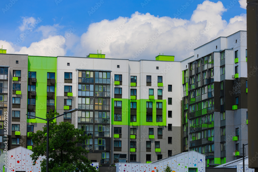 Fototapeta premium Cityscape, modern buildings on a summer day