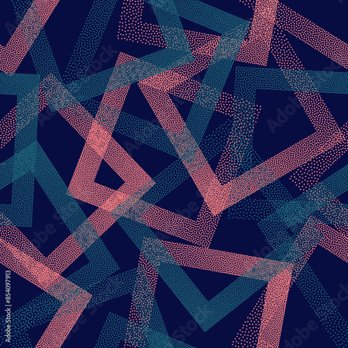 Square rhombus shapes of dot points geometric vector seamless pattern.