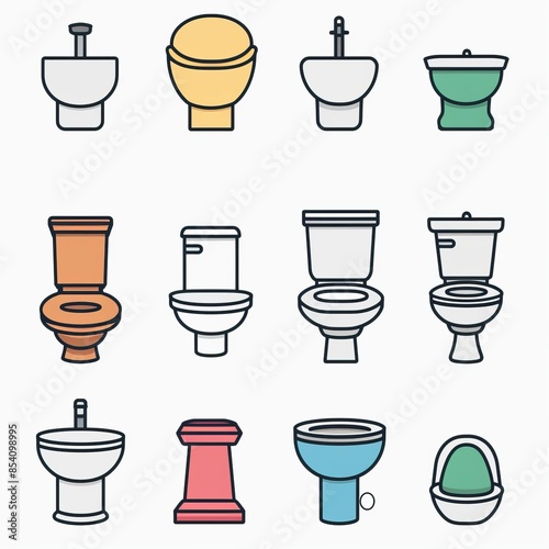 Toilet bowl icon, wc sign, minimal restroom closet symbol, simple lavatory emblem on white