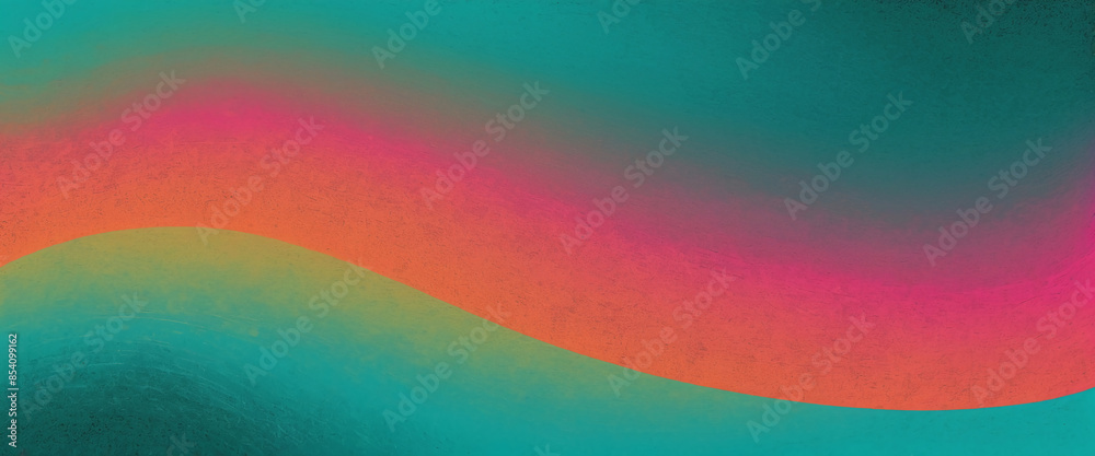 Obraz premium Orange teal green pink abstract grainy gradient background noise texture effect summer poster design 