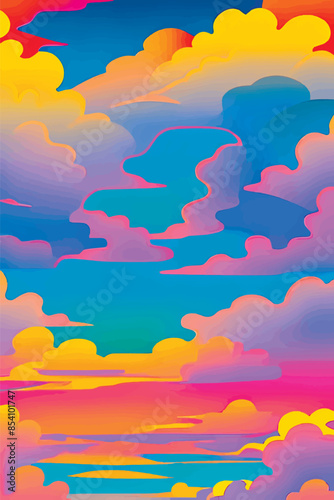 A collection of backgrounds with cloud patterns in a modern style. These vibrant and richly colored designs create unique and eye-catching compositions. Perfect for adding text and creating stylish vi