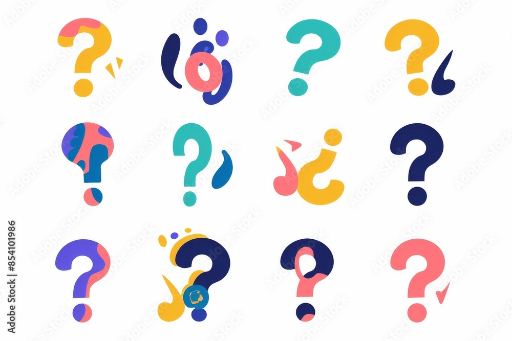 Question mark icon, quiz symbol, interrogation sign, simple rebus silhouette, questions emblem, faq set Question mark icon, quiz symbol, interrogation sign, simple rebus silhouette, questions emblem, faq set