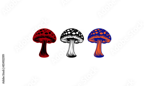 Cartoon mushrooms. Vector illustration, print for background, print on fabric, paper, wallpaper, packaging.	