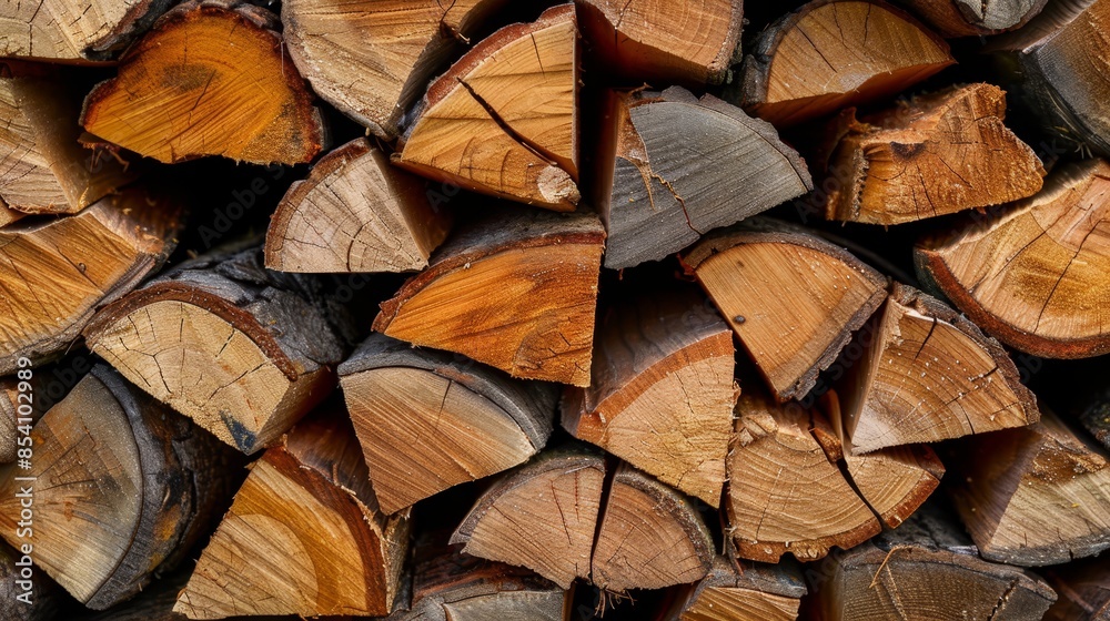 A pile of cut wood atop another stacked pile A pile of cut wood atop another stacked pile