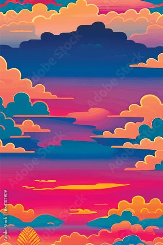 A collection of backgrounds with cloud patterns in a modern style. These vibrant and richly colored designs create unique and eye-catching compositions. Perfect for adding text and creating stylish vi