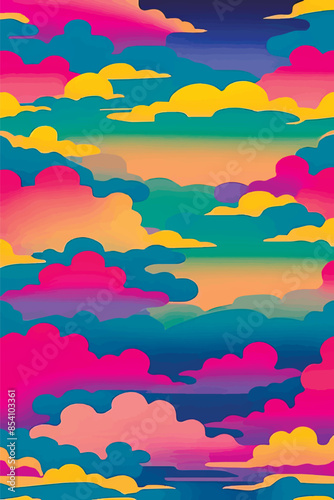 A collection of backgrounds with cloud patterns in a modern style. These vibrant and richly colored designs create unique and eye-catching compositions. Perfect for adding text and creating stylish vi